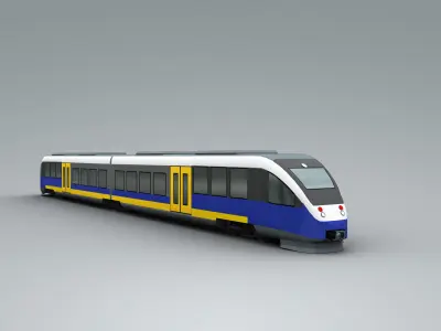 Lowpoly Train 4 metro Low-poly 3D model