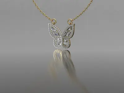 Diamond Butterfly pendant 3D print model