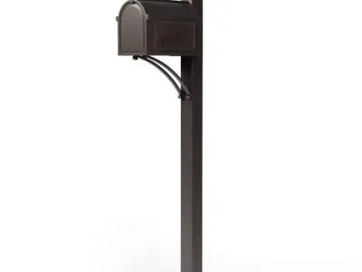 Old World Style Black Steel Mailbox And Post 3D model
