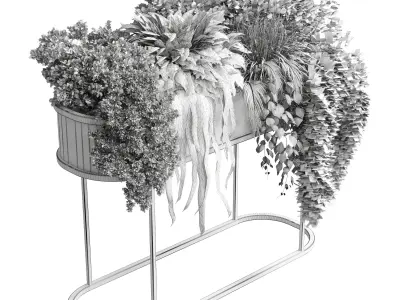 stand plant box Indoor plant 184 wood vase pot fern grass 3D model