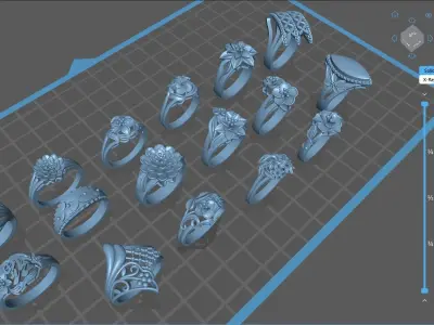 16 Files Ring no gem for Women 3D print model