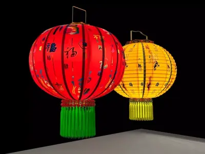 Chinese red lantern 3D model 40