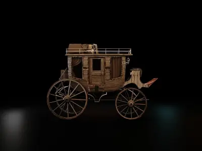 Bloodborne Style Stagecoach Low-poly 3D model