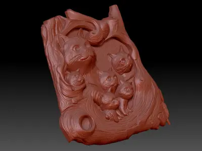The cat family 3D print model