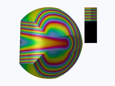 High poly Gomboc rainbow colored ball with stripe in middle Free 3D model