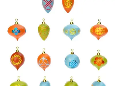 Christmas tree ball 3d model set1  Low-poly 3D model