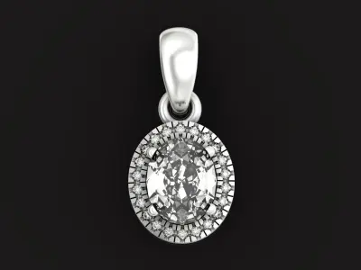 pendant Oval Diamond pave 1148 3D print model