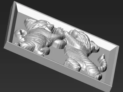 Two Kittens Fighting A23 3D print model