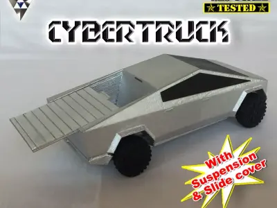 CYBERTRUCK silver toy car Free 3D print model