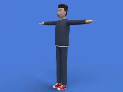 Stylish sports boy Low-poly 3D model