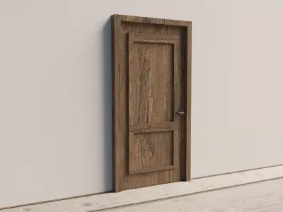 Animated Wooden Door Low-poly 3D model