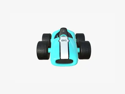 Cartoon Kart F10 Light Blue - Vehicle Racing Design Low-poly 3D model