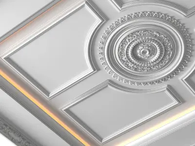 Ceiling classic coffered illuminated Modern Art Deco style 3D model