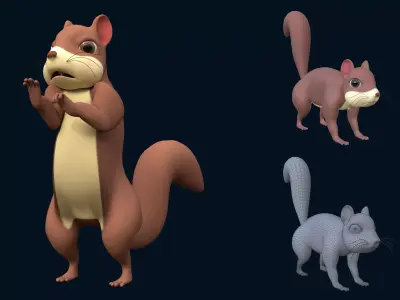 Asset - Cartoons - Animal - Squirel Rigged 3D model 3D model