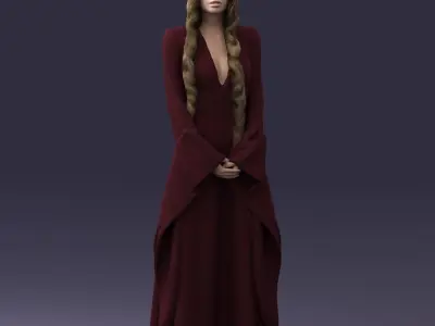 000306 Fantasy Lady in Burgundy Dress 1105 3dp 3D print model