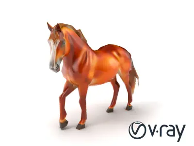 Muscular Horse with Flowing Mane model pack Low-poly 3D model