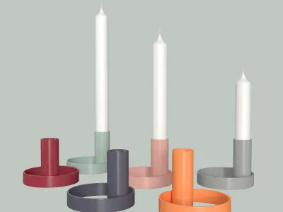 Colorful Candle Holder Set 3D model
