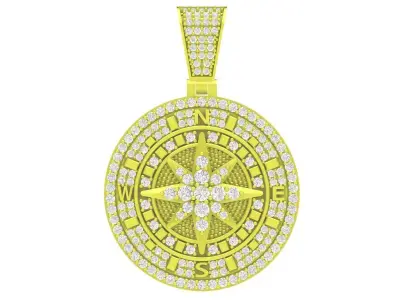 Luxury Compass Pave Round Pendant Jewelry Design 4226 3D print model