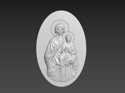 Virgin Mary with Jesus Bas Relief 3D model