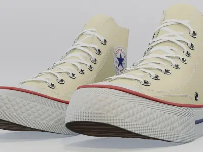 Basketball Leather Shoes Converse All Star Light Yellow 3D model