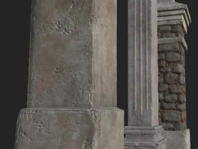 Shikumen Column Low-poly 3D model