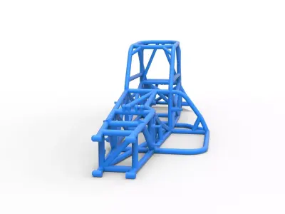 Frame of Supermodified front engine race car V4 Scale 1 to 25 3D print model