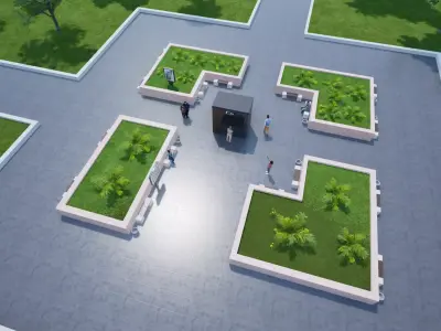 Public Park Landscape Coffee shop and chairs set 3D model