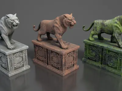 Ancient Asia Stone Statue Pack A - 250602 Low-poly 3D model