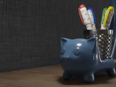 Cat-shaped desk lamp Low-poly 3D model