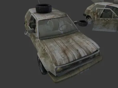a broken car Post Apocalyptic Car Low-poly 3D model