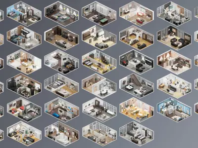 Interior Realistic Low-poly 3D model