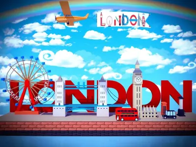 Low-Poly london bus Low-poly 3D model