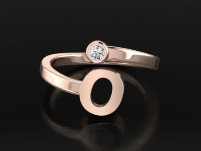 Jewelry Alphabet Ring O 3D print model