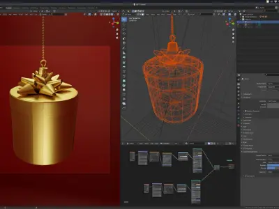 Gift Box Golden 3D - 01 3D model