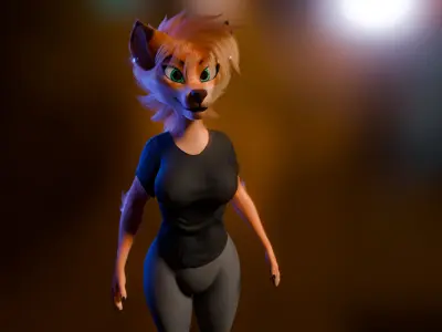 Yennifer Anthro Fox Low-poly 3D model