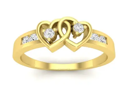 AV 702 Two Heart Shape Wedding Ring 3D print model