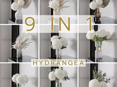 Flower Set01 - Hydrangea collection 9 in 1 3D model