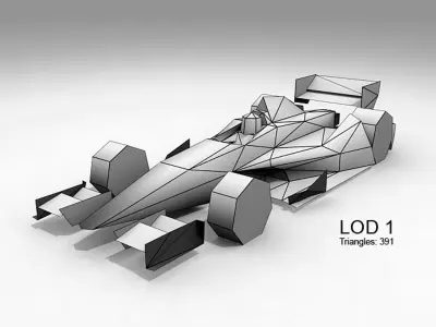 Game Ready Indycar 3D Model Low-poly 3D model