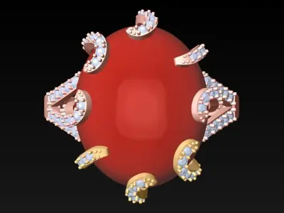 Oval Stone Ring - Womens Rings - GN237 3D print model
