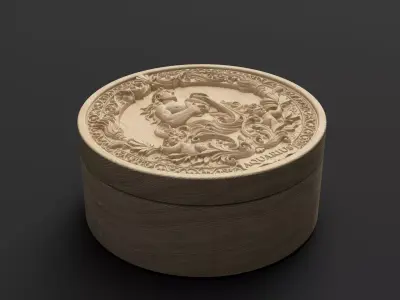 Aquarius Zodiac Round Box  3D Relief Jewelry Box  3D print model
