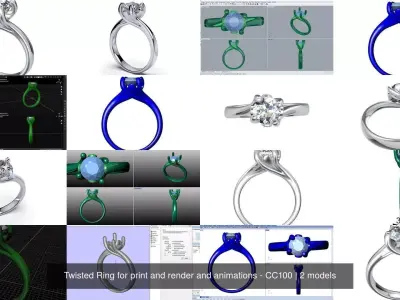 Twisted Ring for print and render and animations - CC100 3D Model Pack
