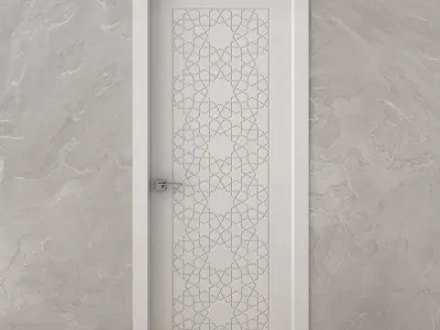 Interior door with carved arabian pattern 3D model