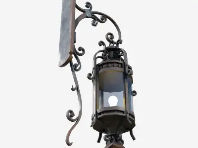 Light wrought iron wall lantern 3D model