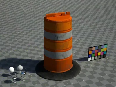 Low Poly Round Traffic Barrier Low-poly 3D model