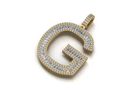 alphabets pendent initial pendent 3D print model