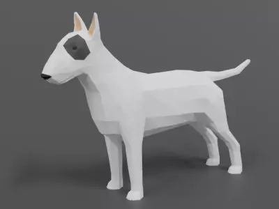 Low Poly Cartoon Bull Terrier Low-poly 3D model