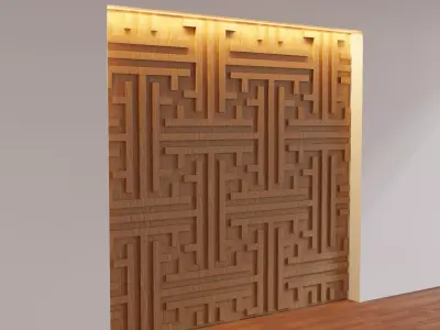 Decorative Wooden Wall Model 7 Low-poly 3D model