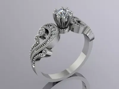 Elegant Diamond Ring Brand Gold 3D print model