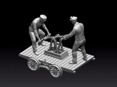 handcar two men working on train 3D print model