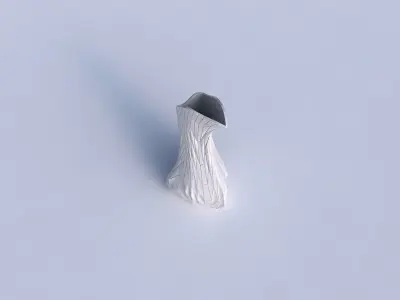 Vase puffy bent triangle with wavy grid plates 3D print model purchase